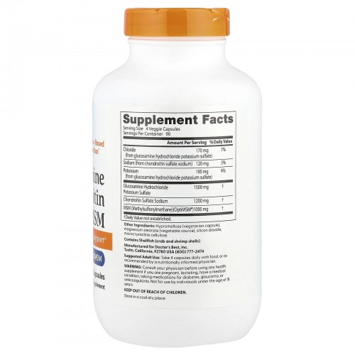 Doctor's Best, глюкозамин, хондроитин и МСМ с OptiMSM, 360 вегетарианских капсул Doctor's Best, глюкозамин, хондроитин и МСМ с OptiMSM, 360 вегетарианских капсул